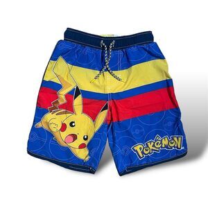 Boys Pokemon Pikachu Swim Trunks Size 8 Blue/Yellow Swim Shorts